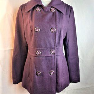Kenneth Cole Purple Wool Pea Coat Size 10